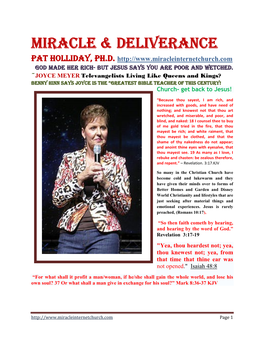 Miracle & Deliverance