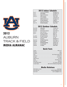 2012 Auburn Track & Field Media Almanac.Indd