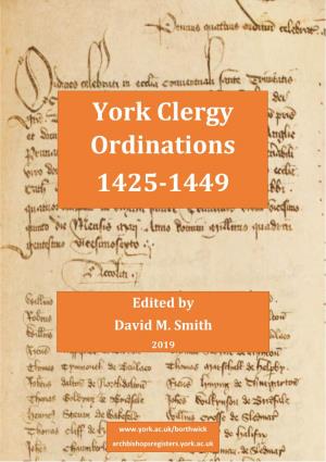 York Clergy Ordinations 1425-1449
