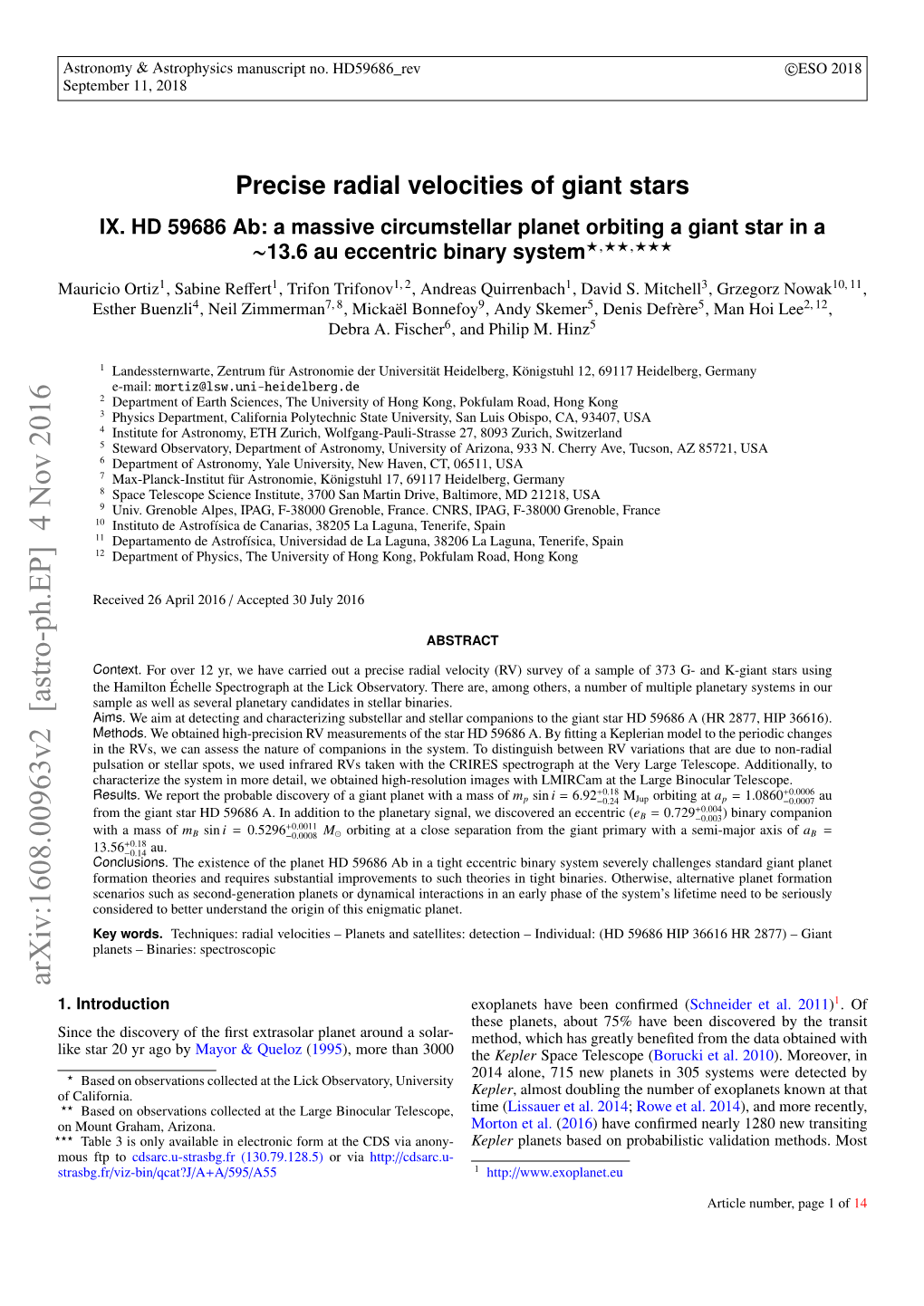 Precise Radial Velocities of Giant Stars IX. HD 59686 Ab: a Massive Circumstellar Planet Orbiting a Giant Star in A~ 13.6 Au Eccentric Binary System