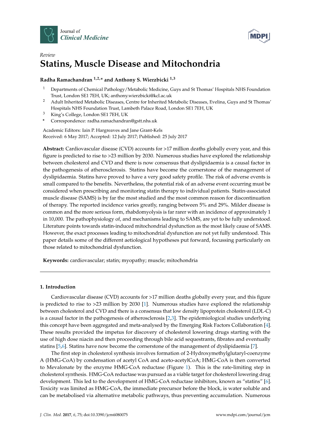 Statins, Muscle Disease and Mitochondria