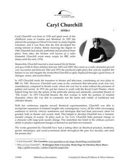Caryl Churchill (1938-) 1