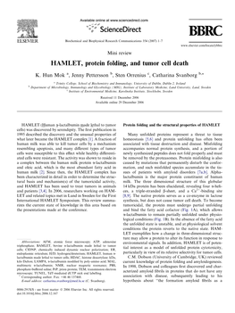 2007, Review-HAMLET, Protein Folding, and Tumor Cell Death
