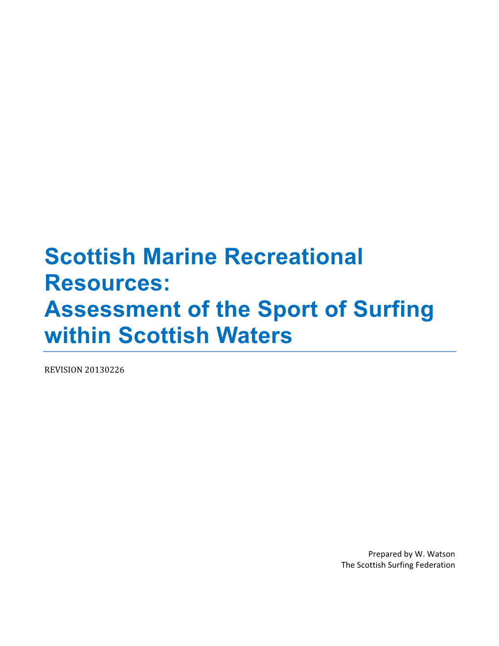 Assessment of the Sport of Surfing Within Scottish Waters