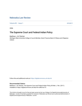 The Supreme Court and Federal Indian Policy