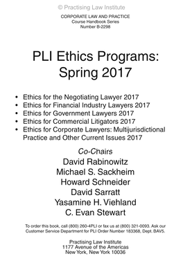 PLI Ethics Programs: Spring 2017