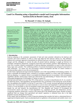 Land Use Planning Using a Quantitative Model and Geographic Information System (GIS) in Darab County, Iran