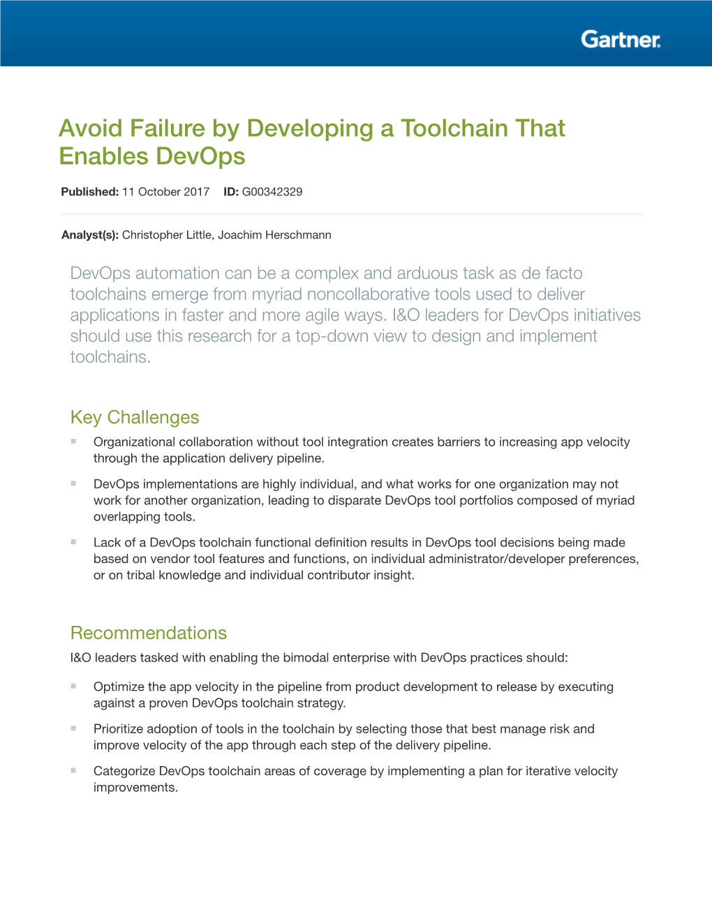 Avoid Failure by Developing a Toolchain That Enables Devops