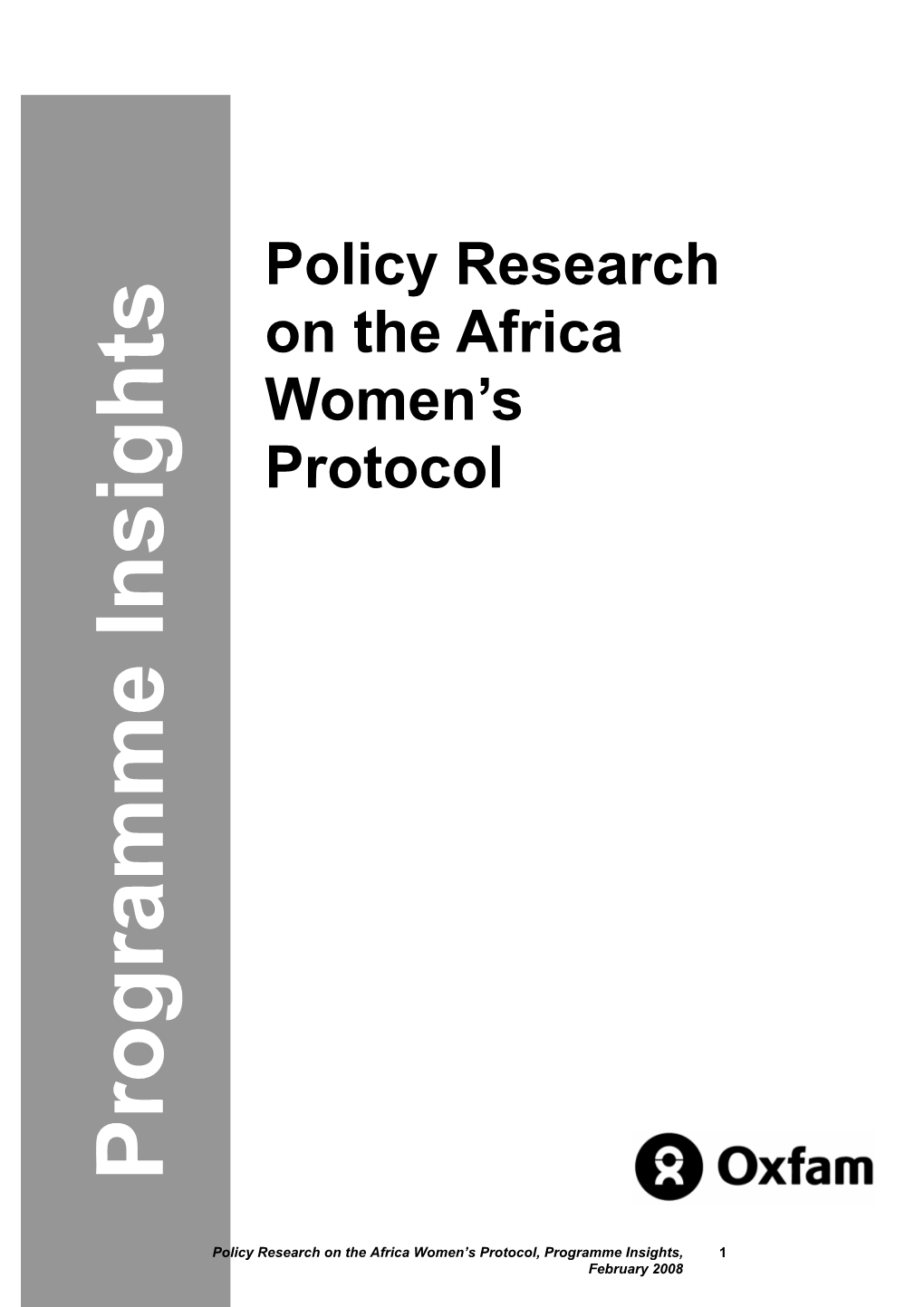 Policy Research on the Africa Women's Protocol