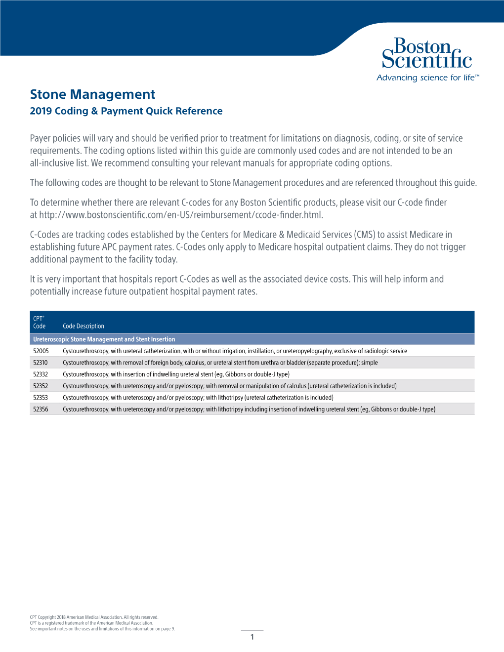 2019 Stone Management Coding and Payment Guide