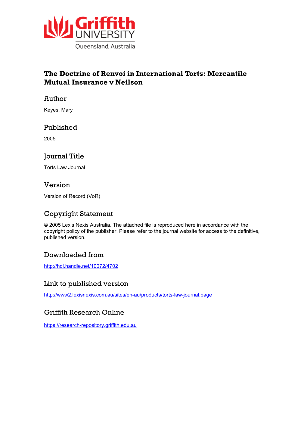 Case Note the Doctrine of Renvoi in International Torts