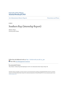 Southern Rep (Internship Report) Marlene Thian University of New Orleans