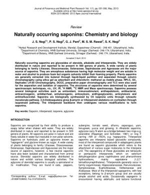 Naturally Occurring Saponins: Chemistry and Biology