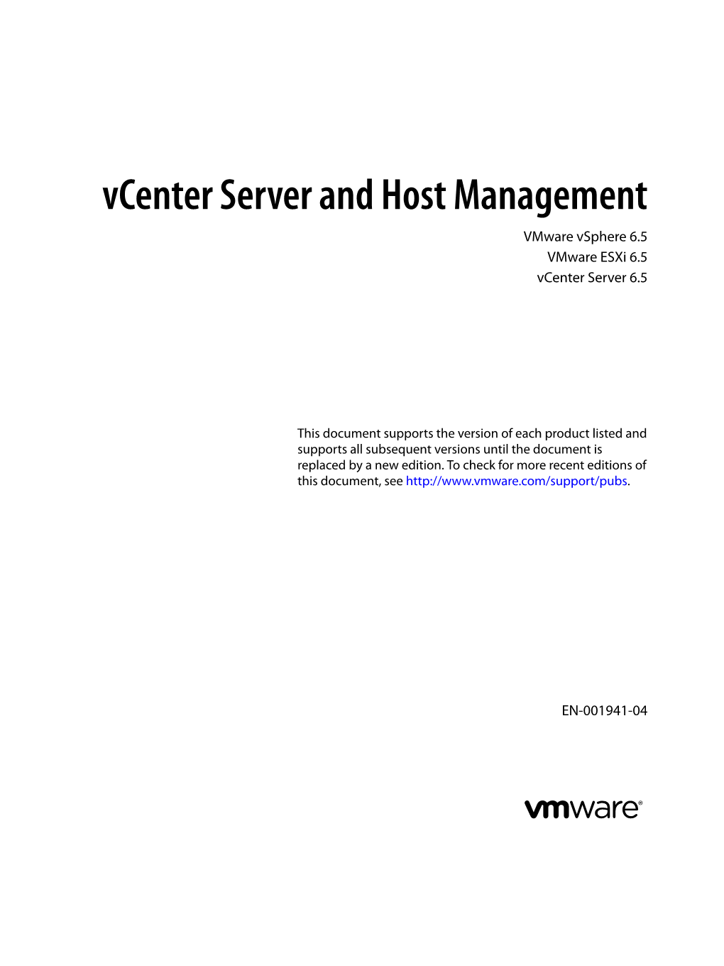 Vcenter Server and Host Management Vmware Vsphere 6.5 Vmware Esxi 6.5 Vcenter Server 6.5