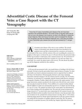 Adventitial Cystic Disease of the Femoral Vein: a Case Report with the CT Venography