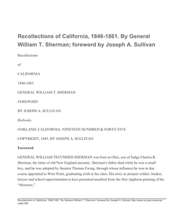 Recollections of California, 1846-1861. by General William T