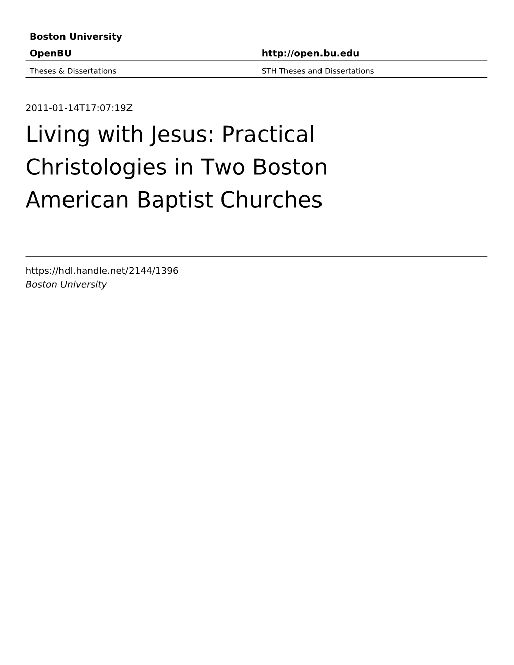 Practical Christologies in Two Boston American Baptist Churches