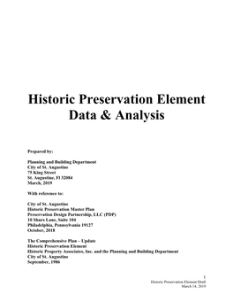 Historic Preservation Element Data & Analysis