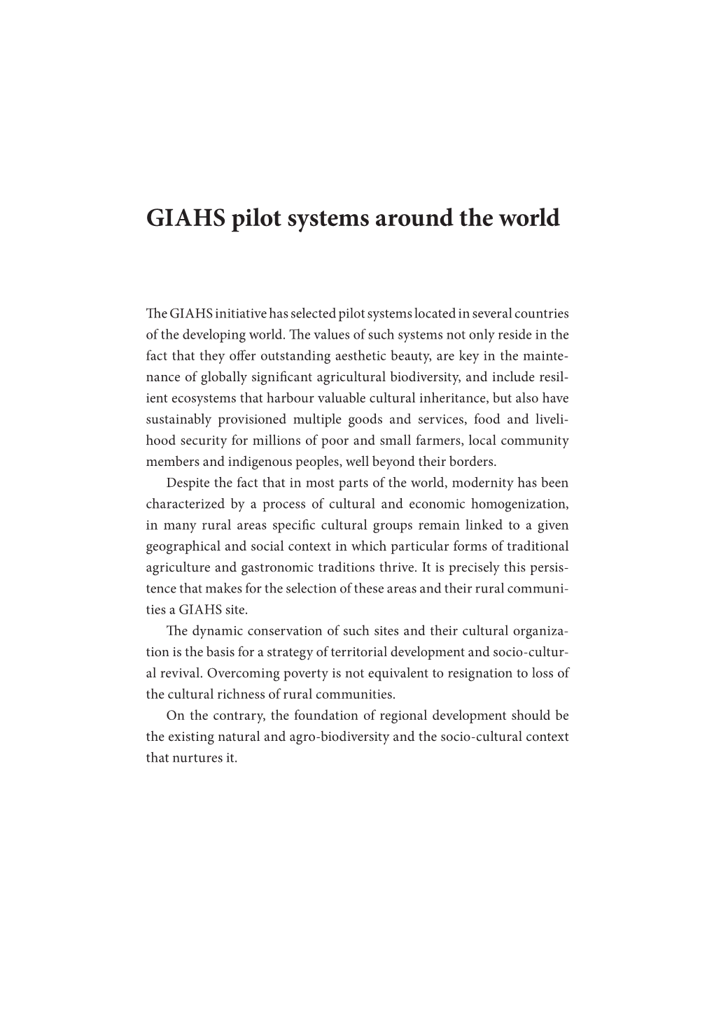 GIAHS Pilot Systems Around the World