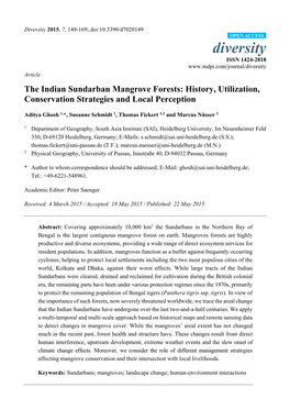 The Indian Sundarban Mangrove Forests: History, Utilization, Conservation Strategies and Local Perception
