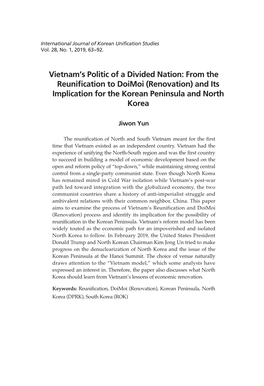 Vietnam's Politic of a Divided Nation: from the Reunification to Doimoi
