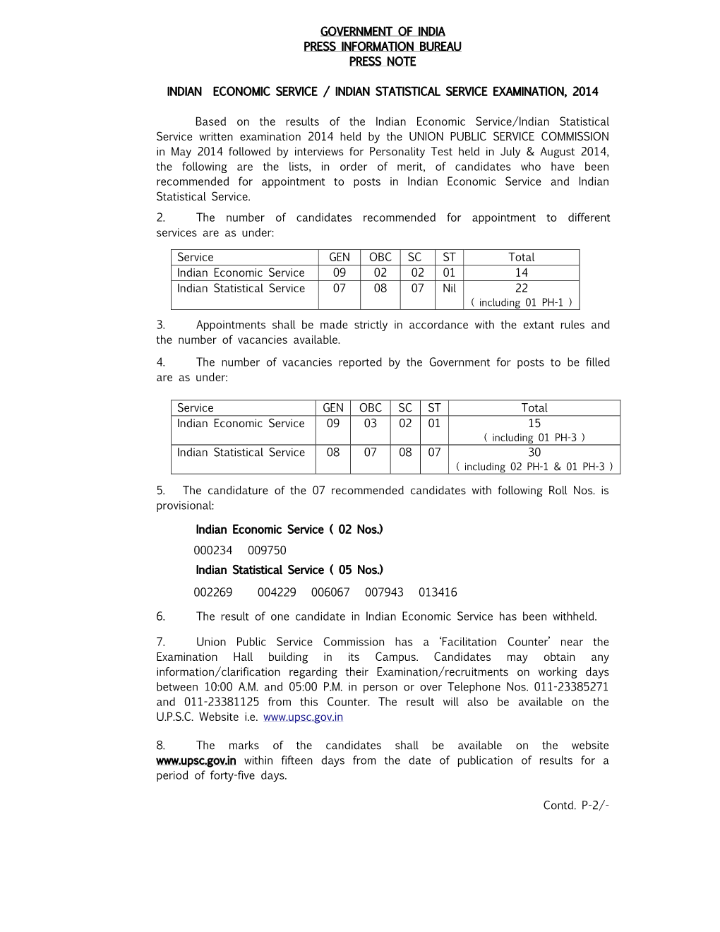 Government of India Press Information Bureau Press Note