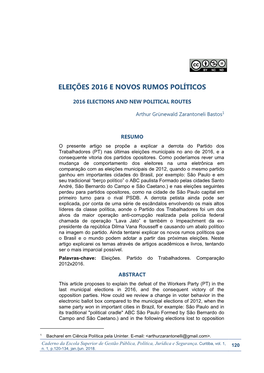 Eleições 2016 E Novos Rumos Políticos