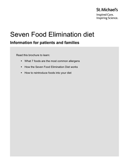 Seven Food Elimination Diet