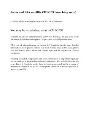 What Is CHEOPS?