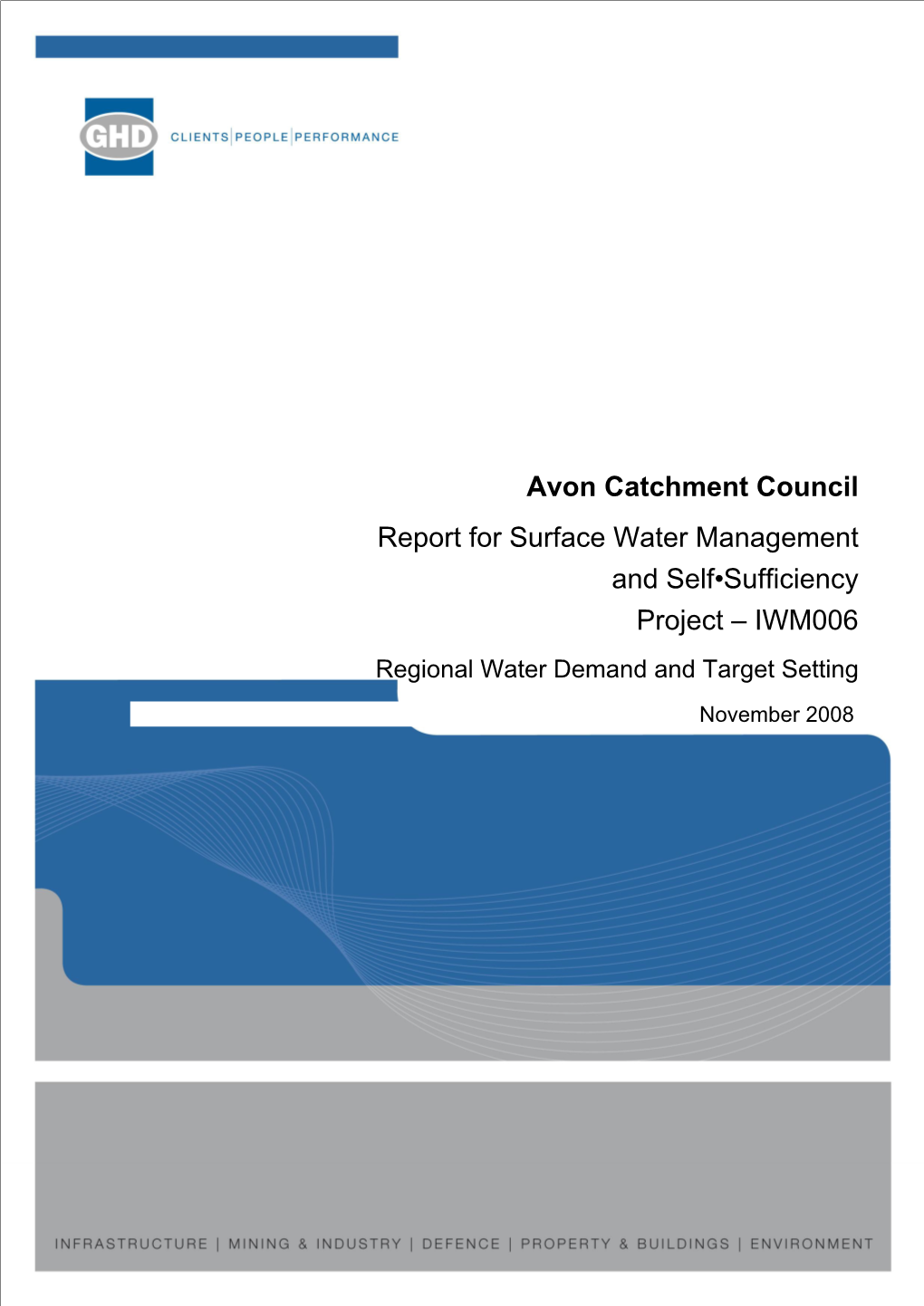 Avon Catchment Council Report for Surface Water Management and Self-Sufficiency Project