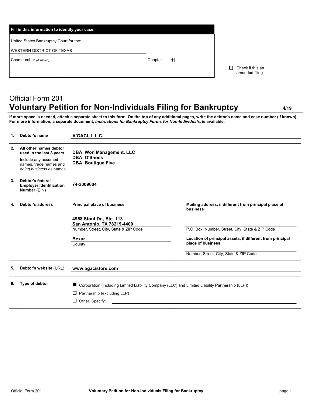 Bankruptcy Forms for Non-Individuals, Is Available