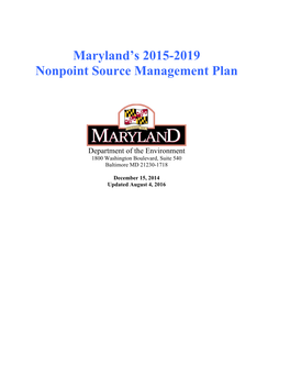 Maryland's 2015-2019 Nonpoint Source Management Plan