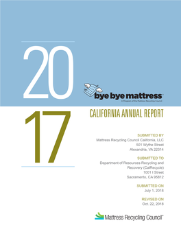 Mattress Recycling Council's 2017 California Annual Report