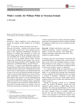 Wilde's Worlds: Sir William Wilde in Victorian Ireland