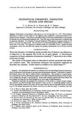 Technetium Chemistry, Oxidation States and Species