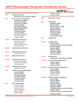 AHFS Pharmacologic-Therapeutic Classification System