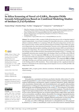 In Silico Screening of Novel Α1-GABAA Receptor Pams Towards Schizophrenia Based on Combined Modeling Studies of Imidazo [1,2-A]-Pyridines