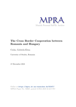 The Cross Border Cooperation Between Romania and Hungary