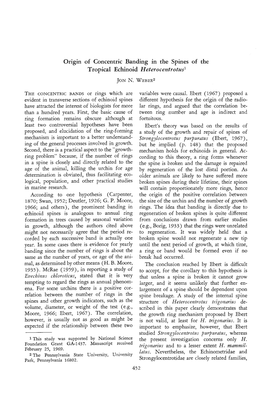 Origin of Concentric Banding in the Spines of the Tropical Echinoid Heterocentrotus1 JON N