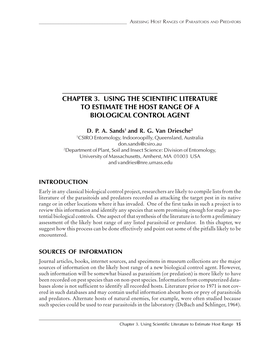 Chapter 3. Using the Scientific Literature to Estimate the Host Range of a Biological Control Agent
