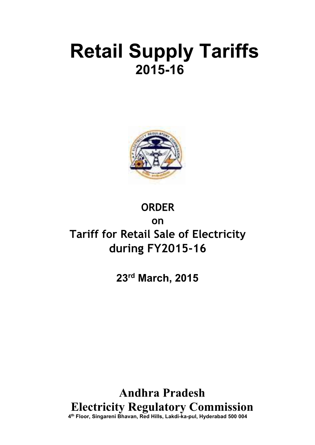 Retail Supply Tariffs 2015-16