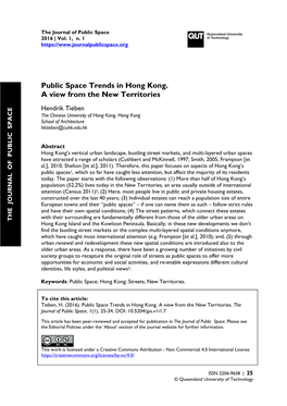 Public Space Trends in Hong Kong. a View from the New Territories