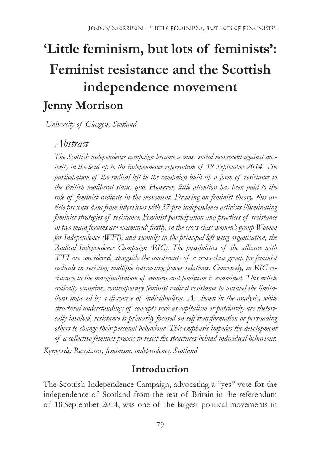 Feminist Resistance and the Scottish