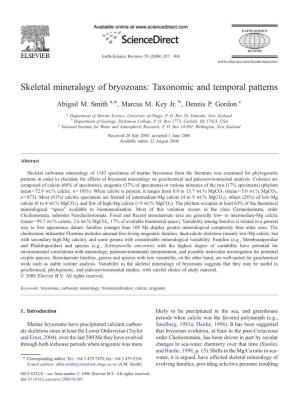 Skeletal Mineralogy of Bryozoans: Taxonomic and Temporal Patterns ⁎ Abigail M