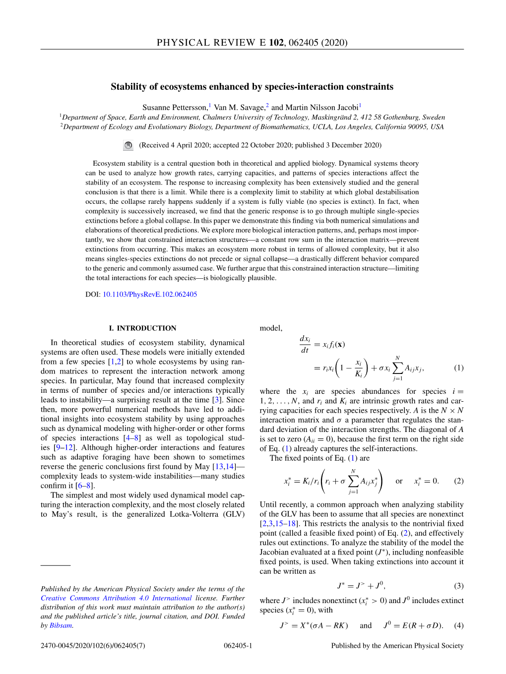 Stability of Ecosystems Enhanced by Species-Interaction Constraints