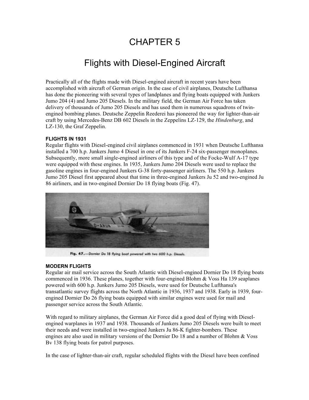 CHAPTER 5 Flights with Diesel-Engined Aircraft
