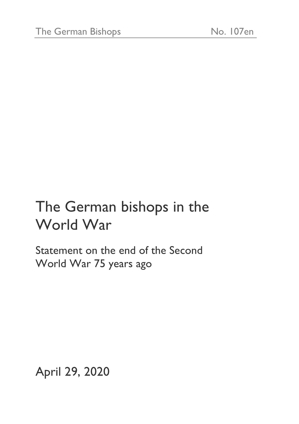 The German Bishops in the World War