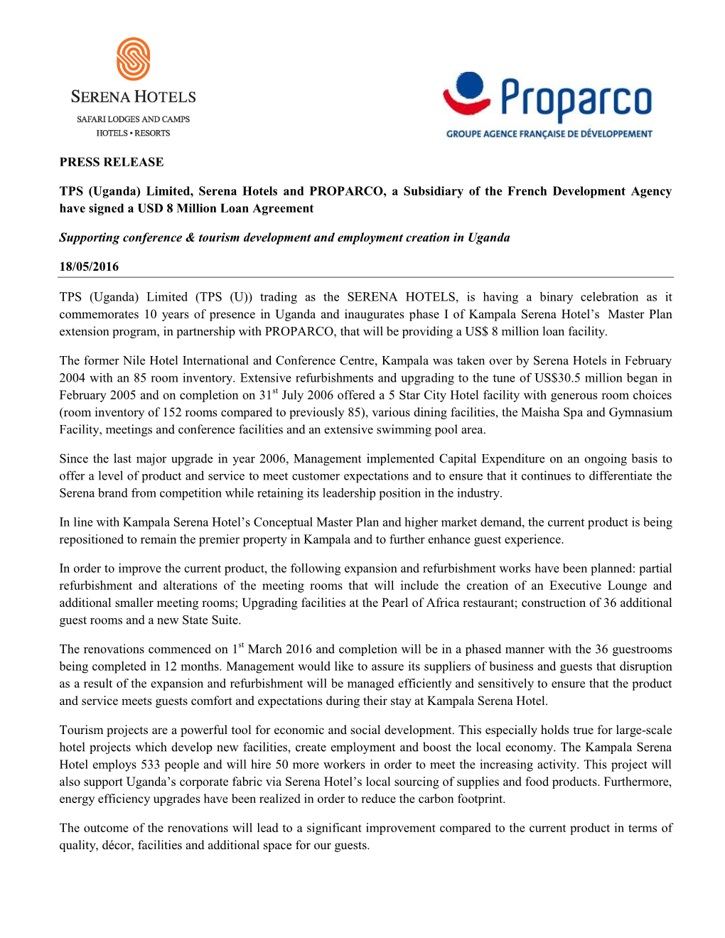 PRESS RELEASE TPS (Uganda)