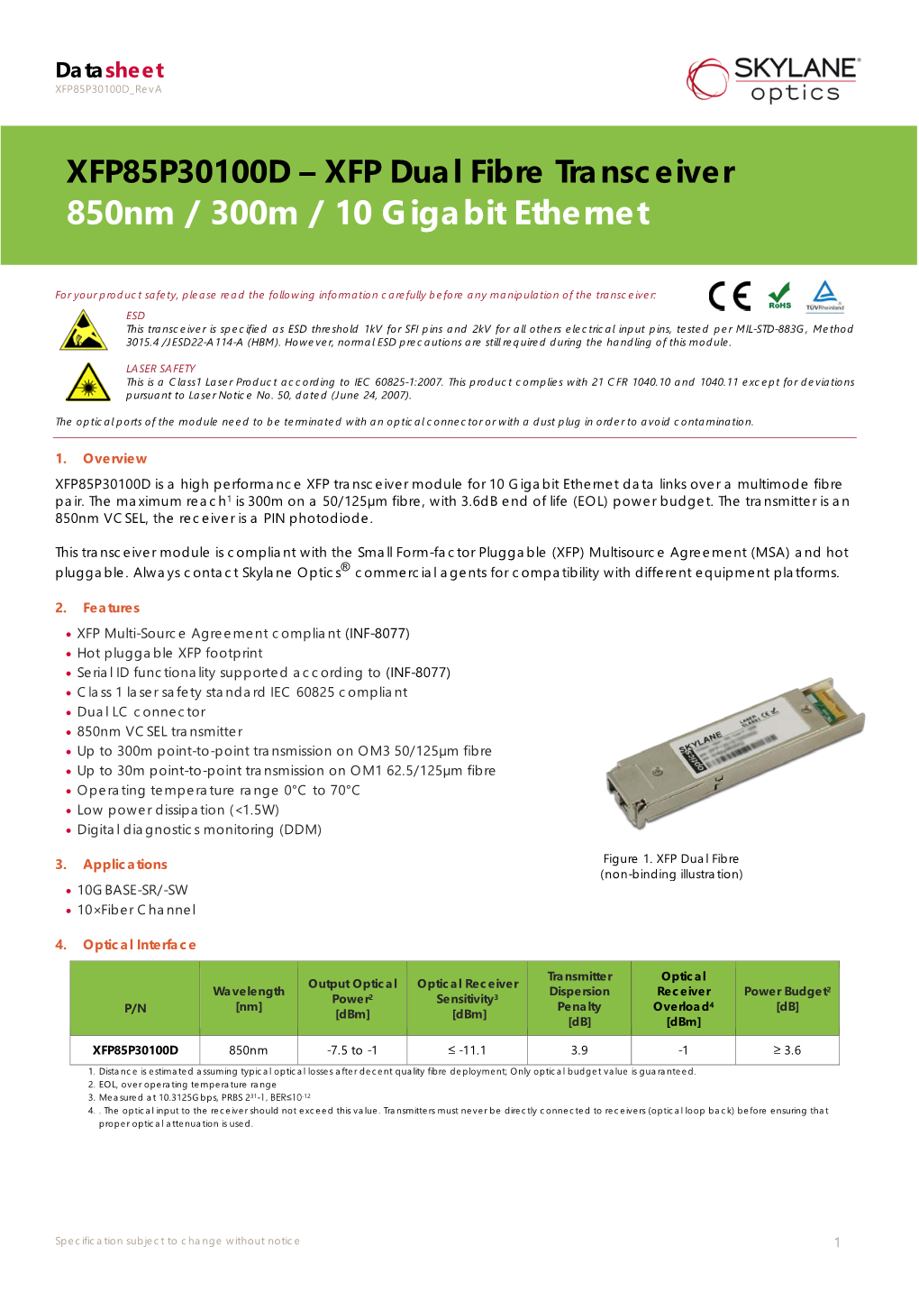 850Nm / 300M / 10 Gigabit Ethernet