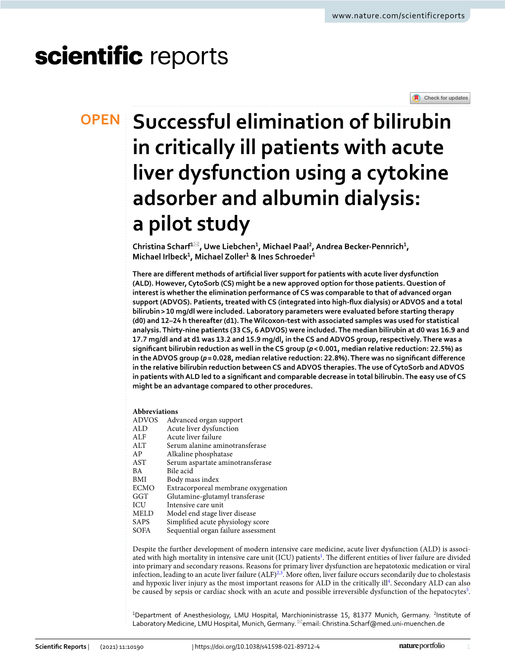 Successful Elimination of Bilirubin in Critically Ill Patients with Acute Liver